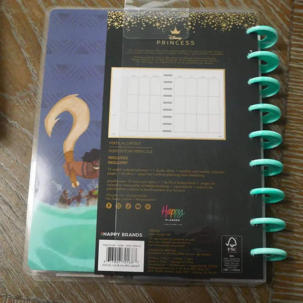 NEW Happy Planner Undated Disney Moana Customizable Classic Planner Vertical Lay